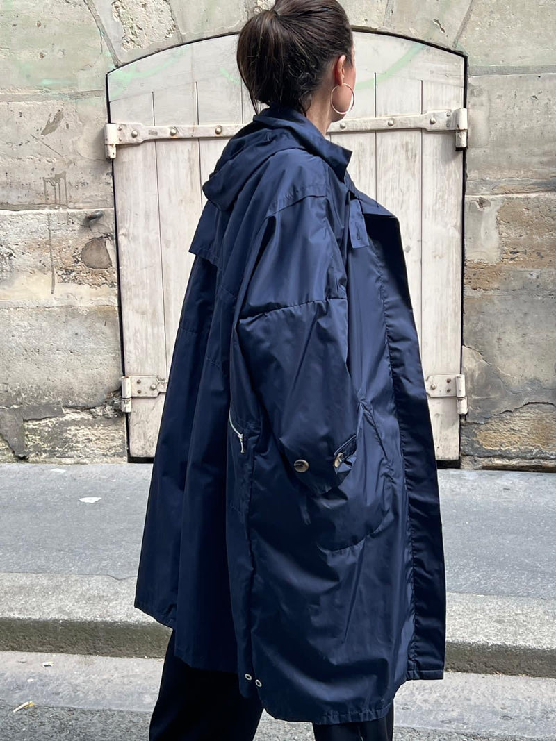 PARKA LONGUE SUNNY en polyamide imperméable, coloris navy
