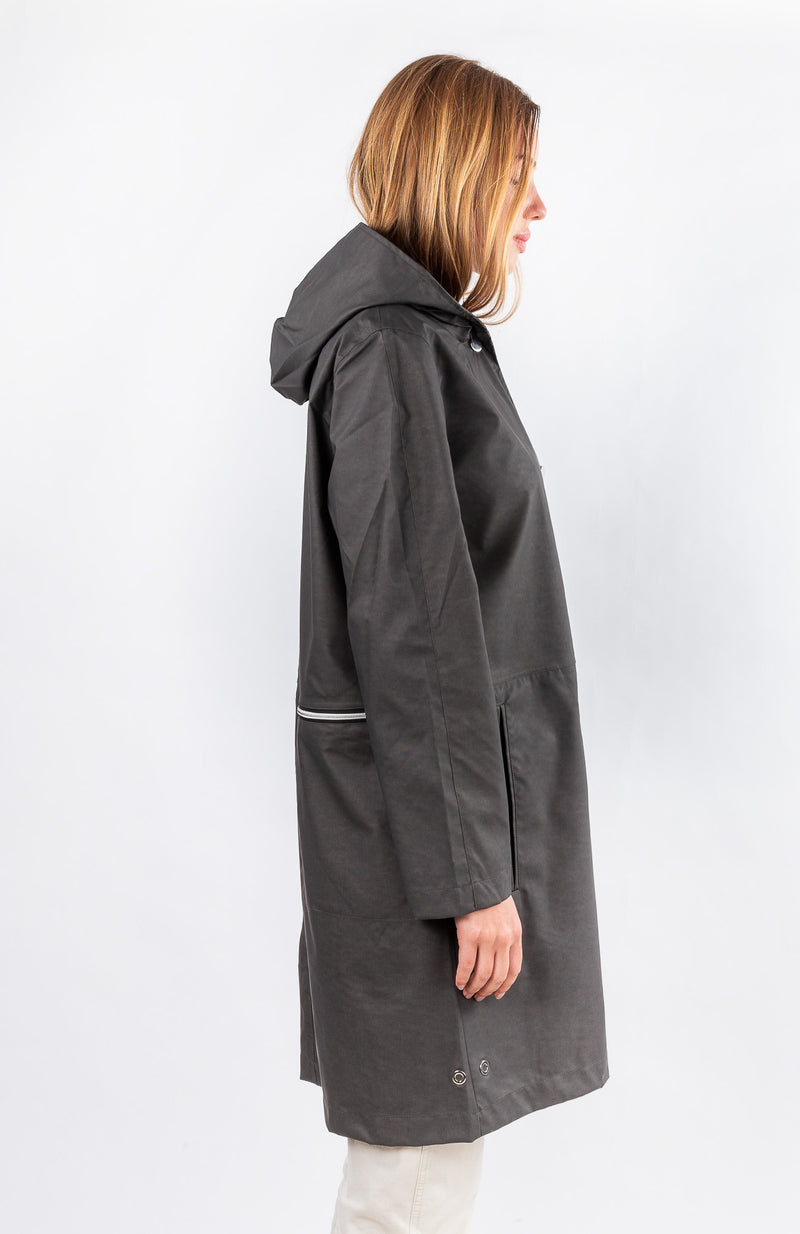 PARKA JOSÉPHINE EN COTON IMPERMÉABLE GRIS