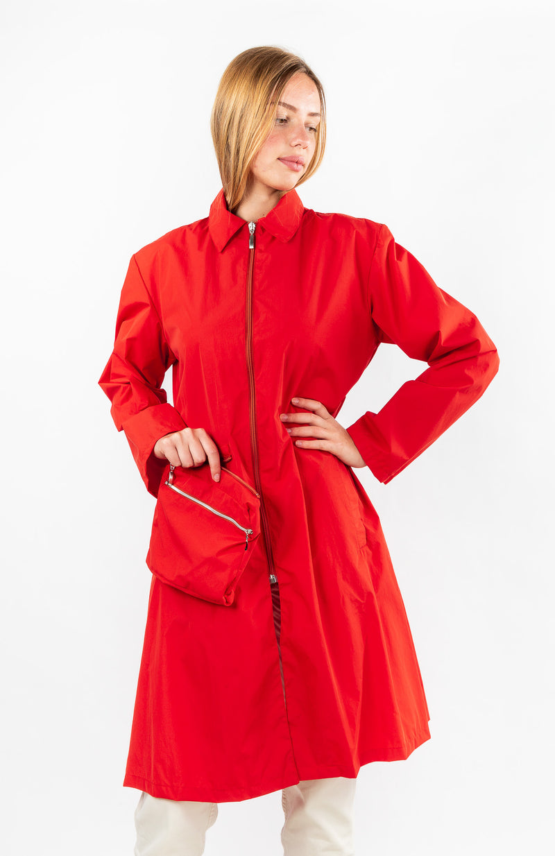 PARKA ROMY en polyamide imperméable rouge
