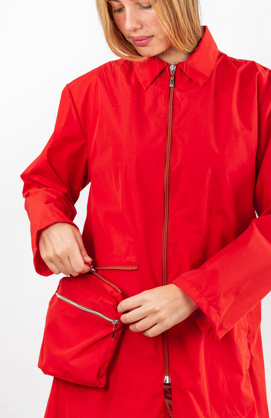 PARKA ROMY en polyamide imperméable rouge