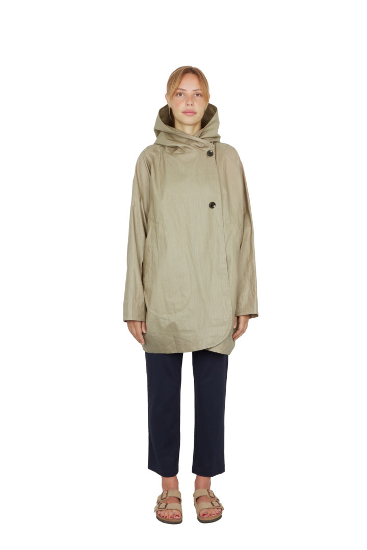 PARKA PAOLA en lin déperlant, disponible en coloris tabac, argile