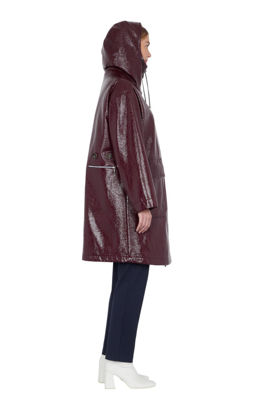 VERONA/PUN PARKA in waterproof vinyl, burgundy color 