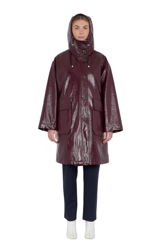 VERONA/PUN PARKA in waterproof vinyl, burgundy color 