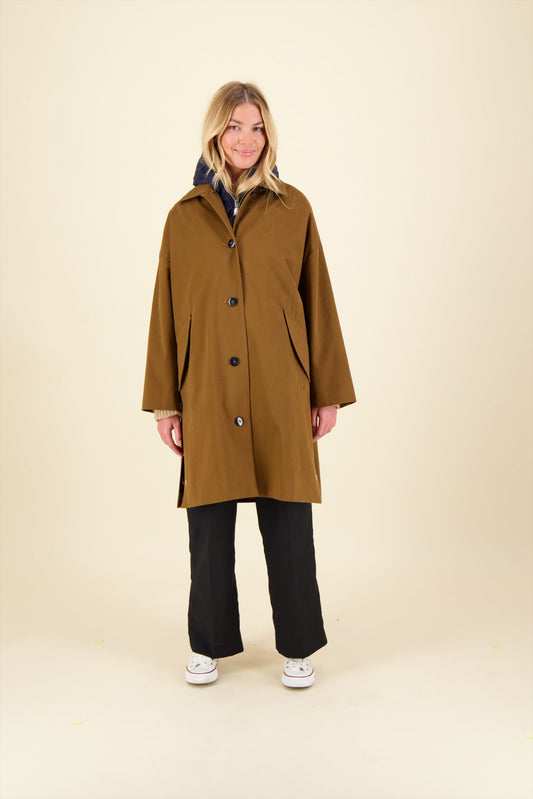 PARKA ALLEGRA IN WATERPROOF COTTON with removable down jacket, available in color tobacco