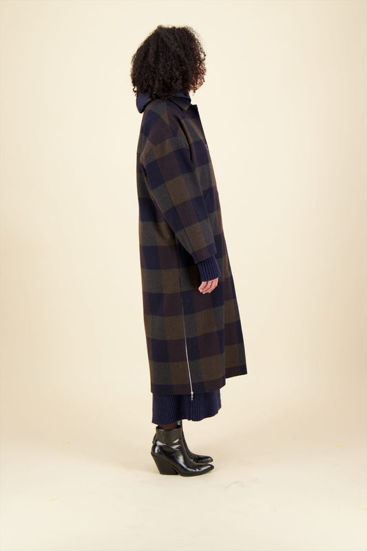 COAT ALMA IN CHECKED WOOL with removable down jacket