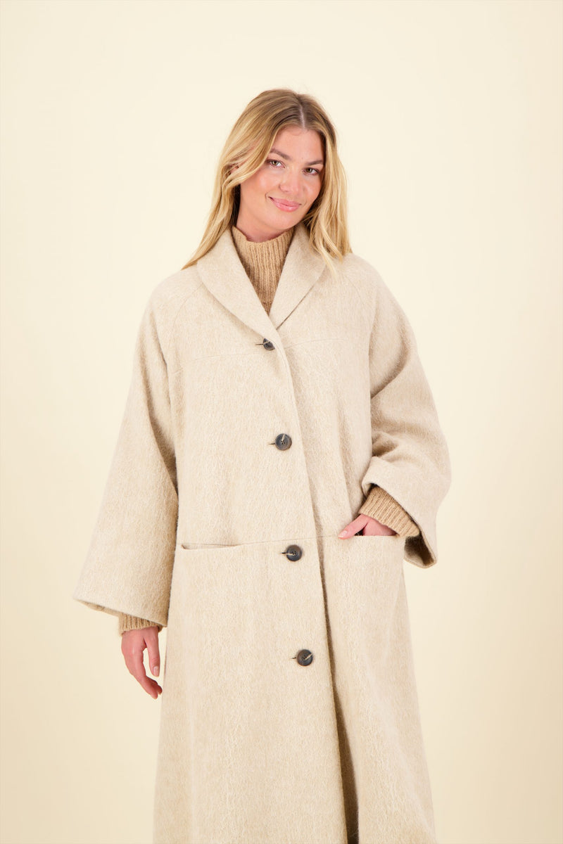 MANTEAU ANAIS en lainage coloris sable