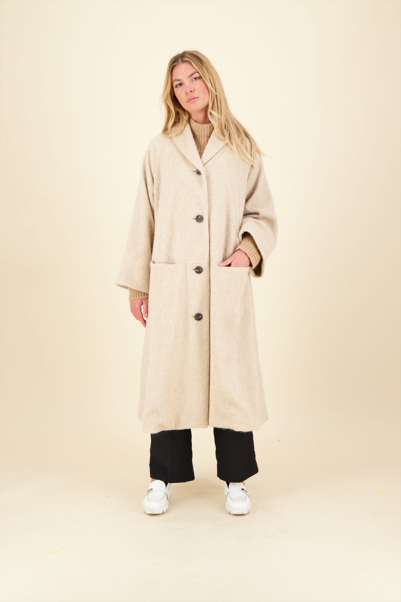 MANTEAU ANAIS en lainage coloris sable