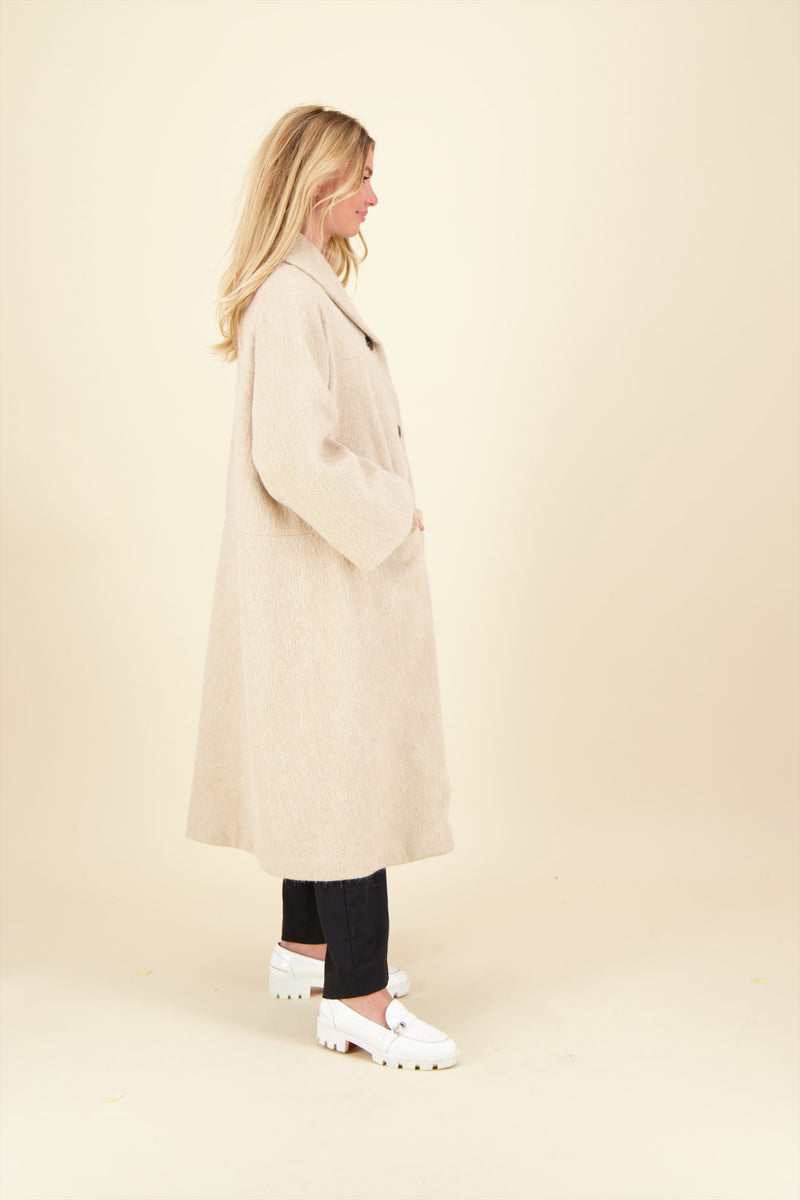 MANTEAU ANAIS en lainage coloris sable