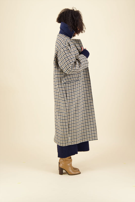 BERNIE DOP COAT in Prince of Wales woolen fabric