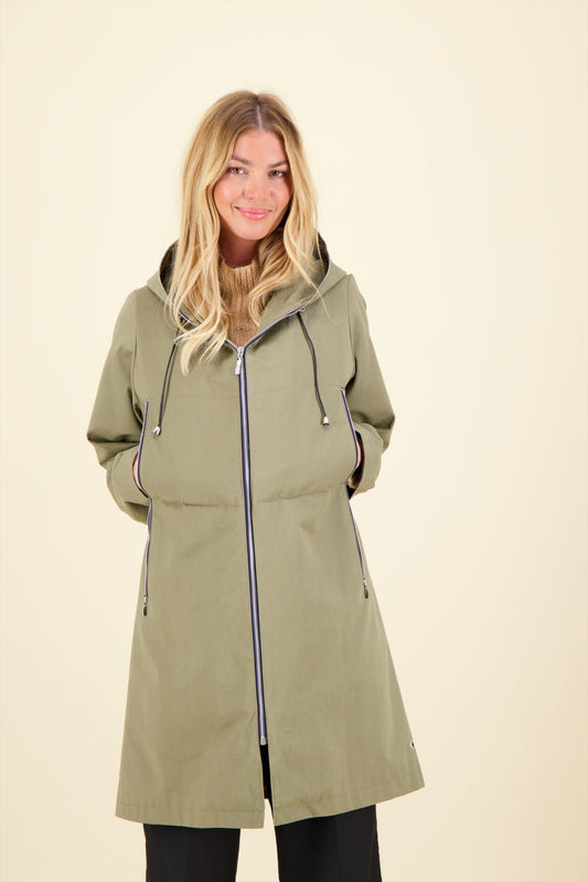 PARKA BROOKLYN in waterproof cotton with removable lining, available in color taupe, navy, khaki