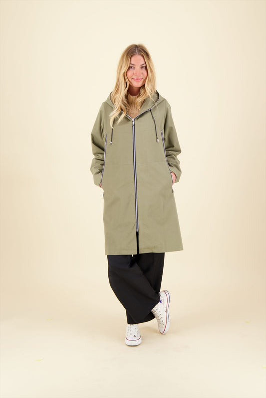 BROOKLYN ECO PARKA in waterproof cotton with removable lining, colors tobacco, bronze, taupe, navy, exclusive PPP print