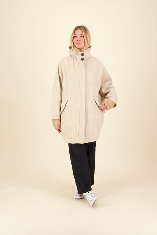 PARKA MAYA in wool, available in color red, brown