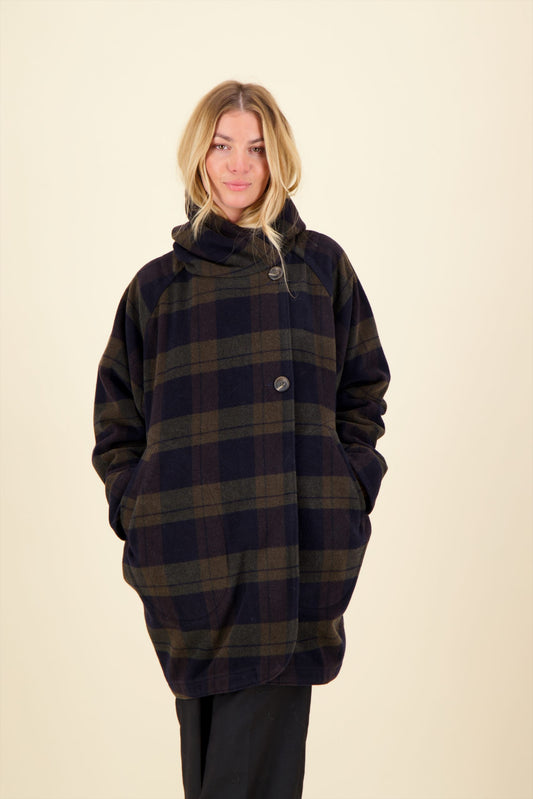 PAOLA CHE PARKA IN CHECKED WOOL