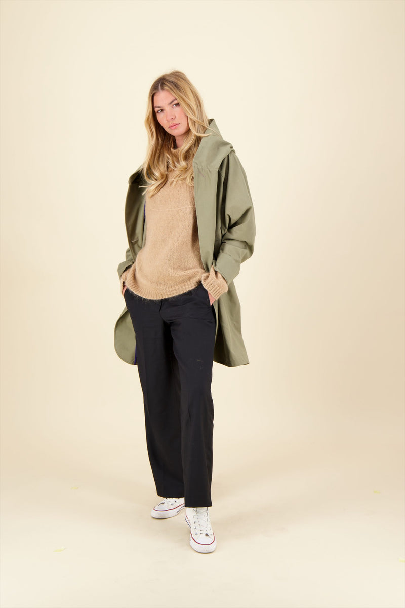 PARKA PAOLA en coton imperméable disponible en coloris kaki, taupe, tabac