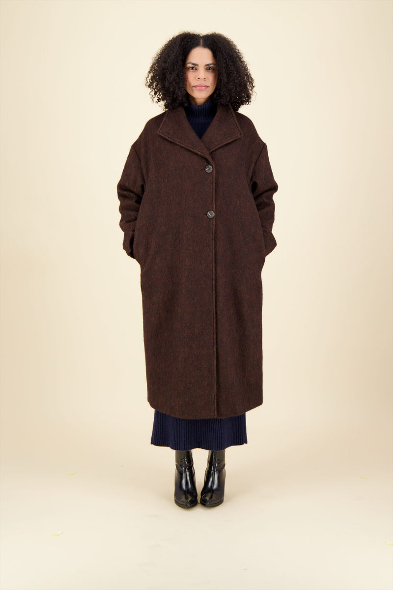 MANTEAU PRUSSE en lainage coloris cigare