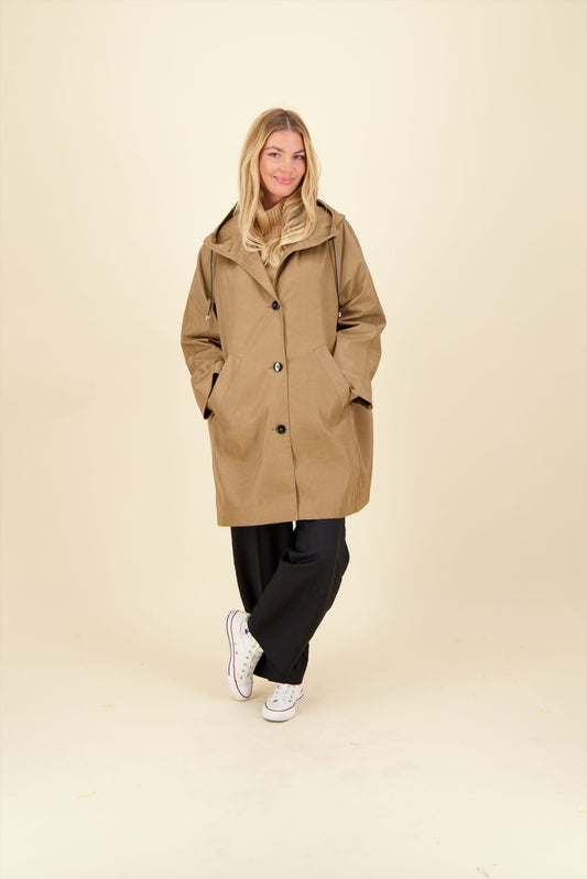 PARKA VALENTINE  in polyamide and cotton, tobacco color