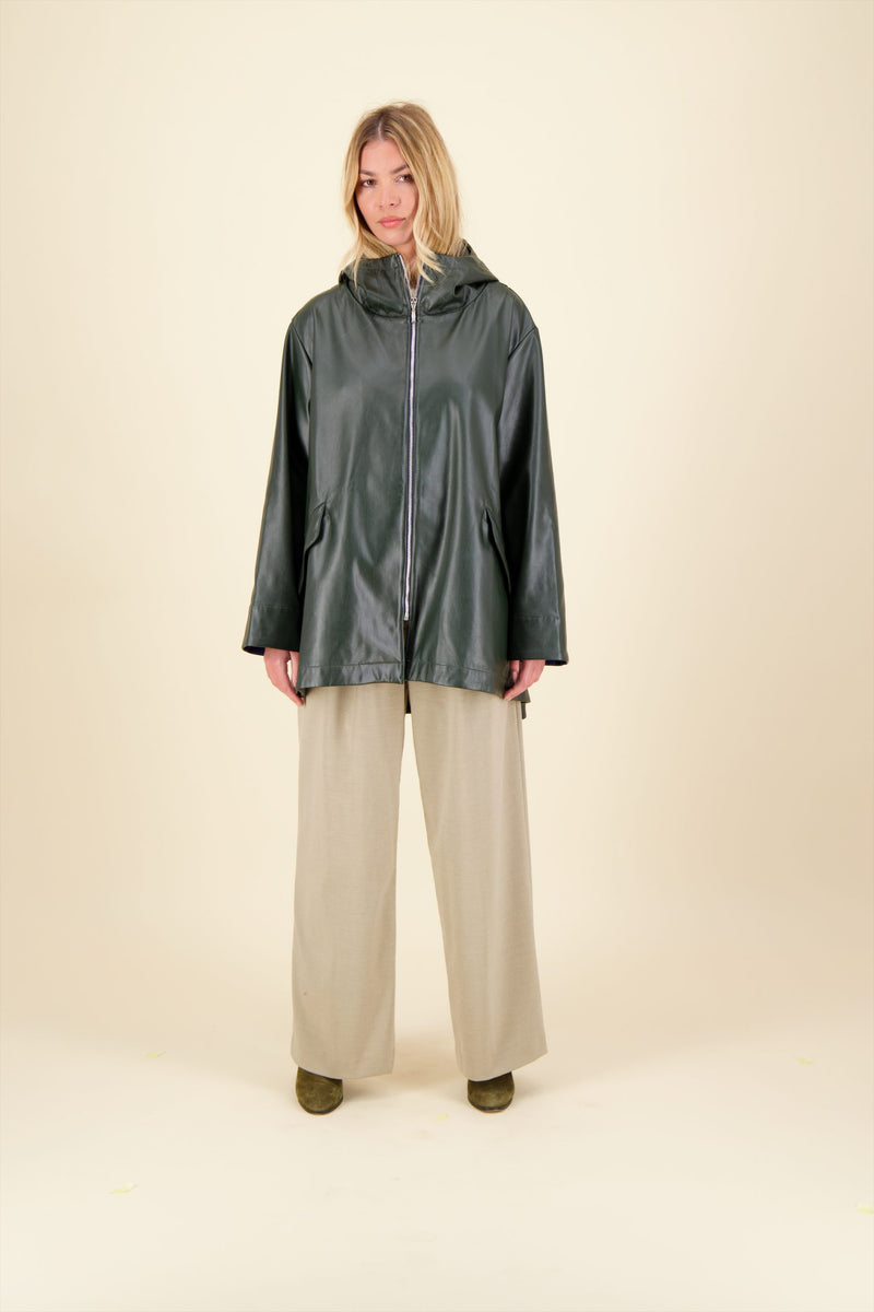 PARKA ZEPHYR DEN en cuir vegan imperméable, coloris kaki